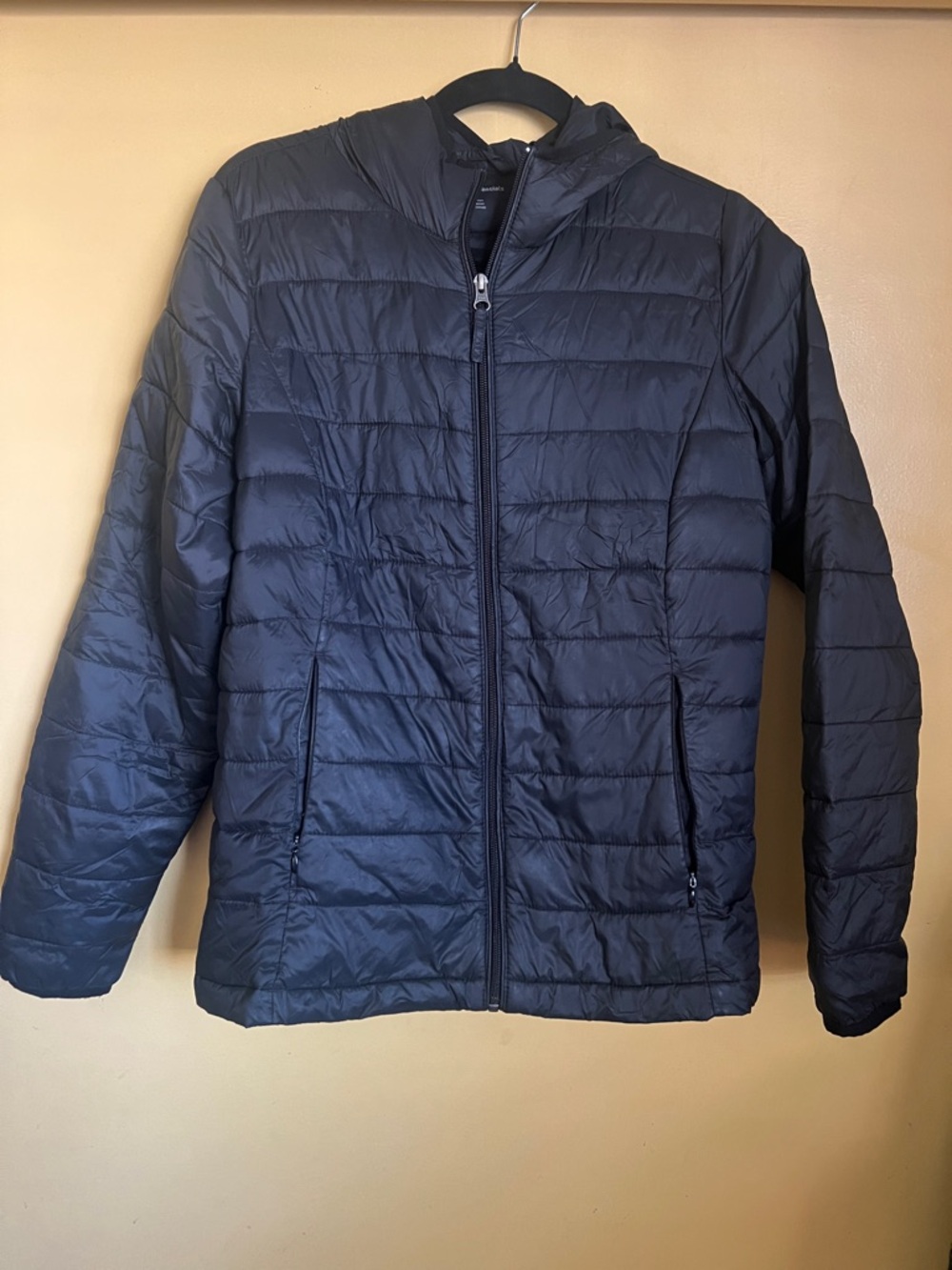 Essentials Black Quilted Packable Hooded Jacket
